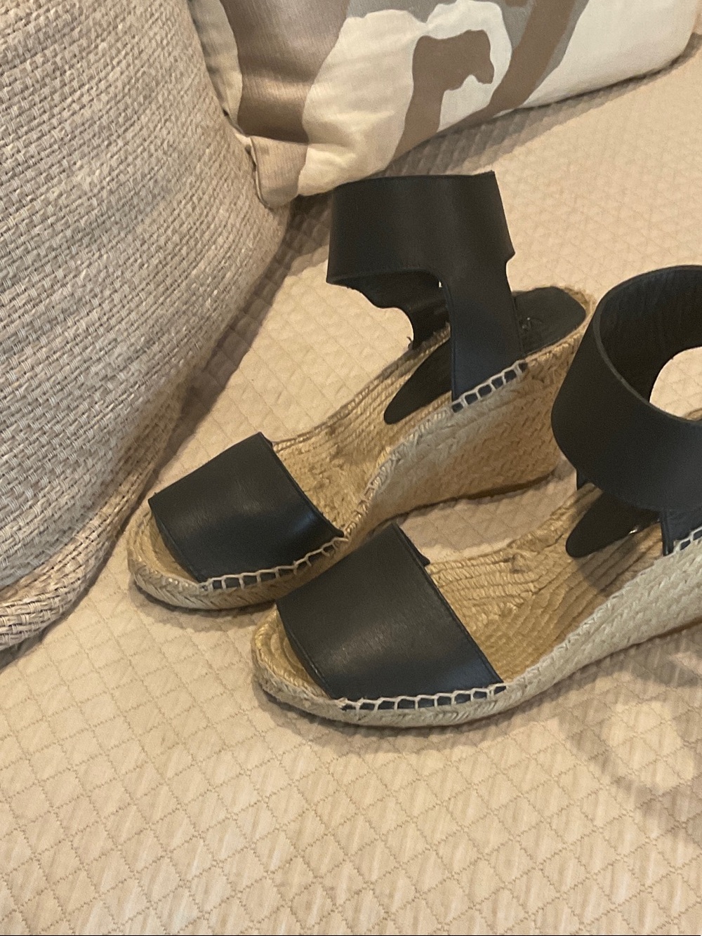 Black Espadrille Wedge Sandals with Ankle Strap
